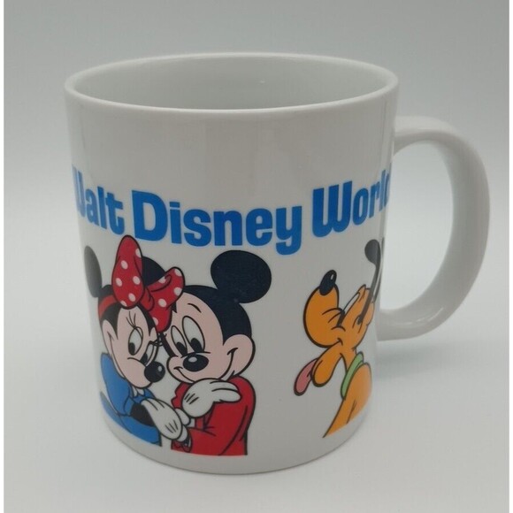 OVERSIZED VINTAGE Walt Disney World Coffee Mug - Mickey Minnie Pluto Goofy - Picture 1 of 9